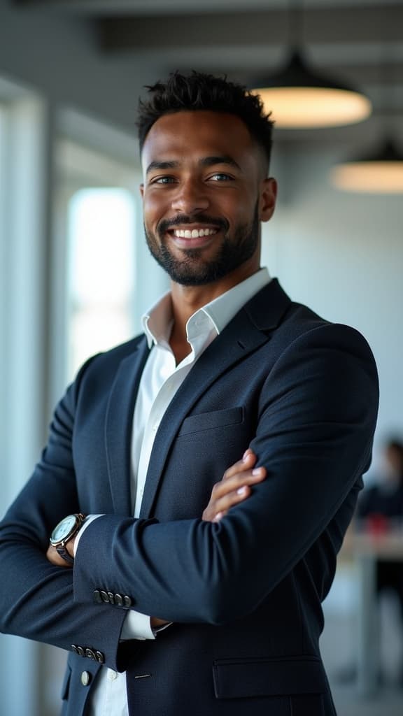 Professional AI-generated LinkedIn headshot for men - Example 4. Studio-quality business photo perfect for LinkedIn profiles, resumes, and corporate websites.