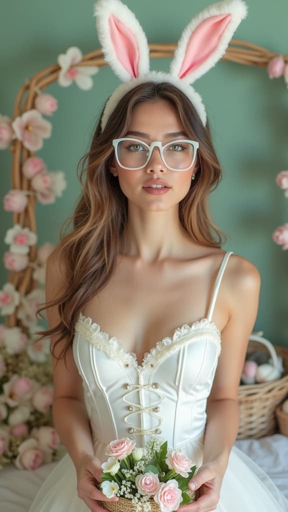 Professional AI-generated sexy Easter bunny photos for women - Example 7. Playful Easter photos perfect for spring celebrations and seasonal content.