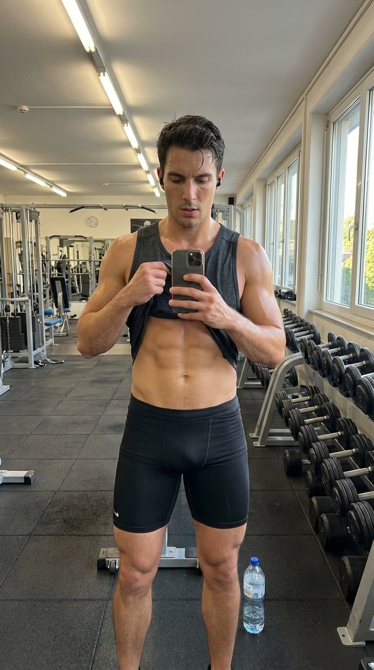 Gym mirror selfie after a workout